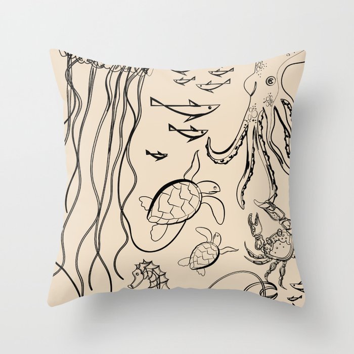 Minimal Sea Life 2 Throw Pillow Gallery Image 6