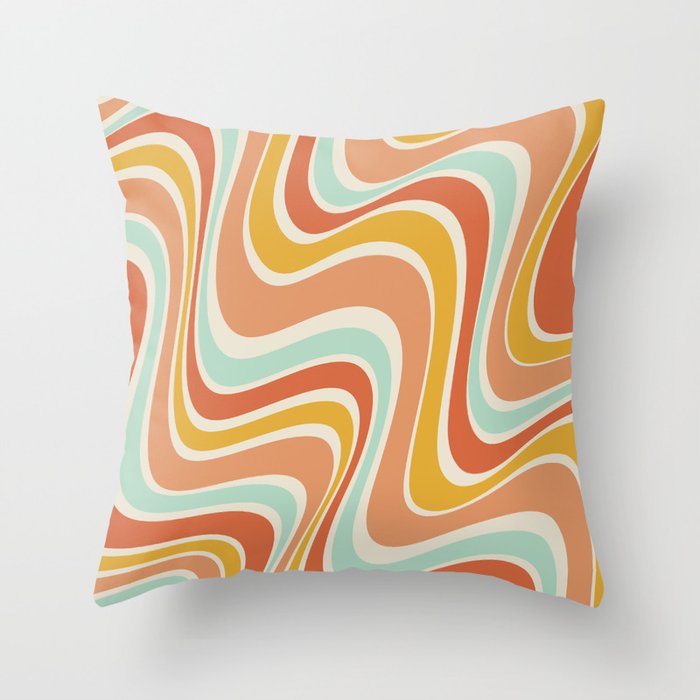 Groovy Wavy 1970s Pattern Throw Pillow Gallery Image 6