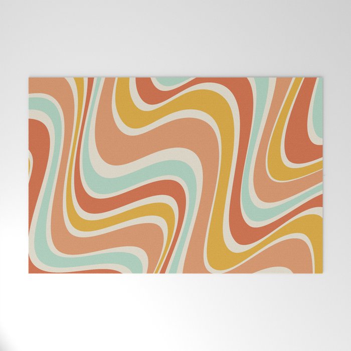 Groovy Wavy 1970s Pattern Welcome Mat Gallery Image 1
