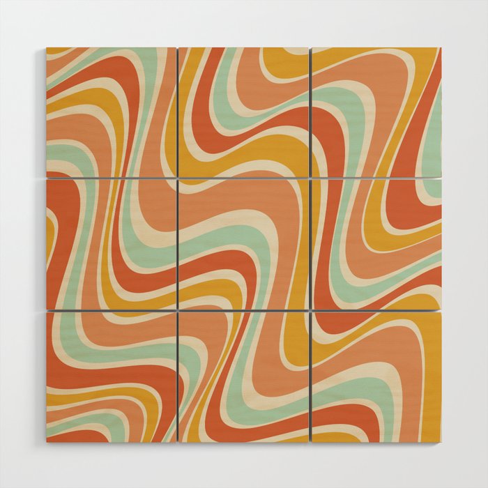 Groovy Wavy 1970s Pattern Wood Wall Art Gallery Image 1