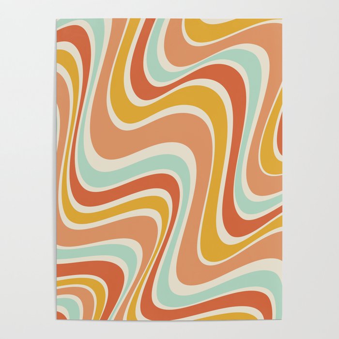 Groovy Wavy 1970s Pattern Poster Gallery Image 1