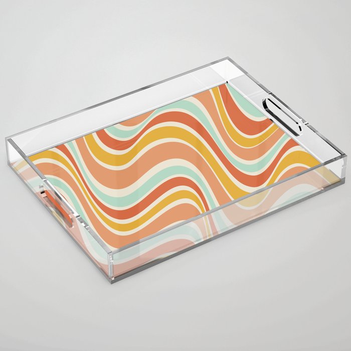 Groovy Wavy 1970s Pattern Acrylic Tray Gallery Image 1
