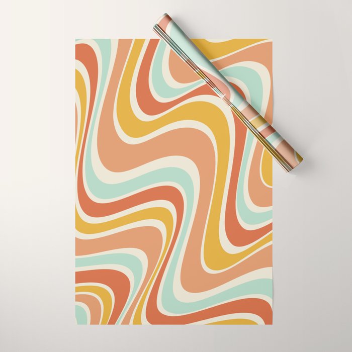 Groovy Wavy 1970s Pattern Wrapping Paper Gallery Image 1