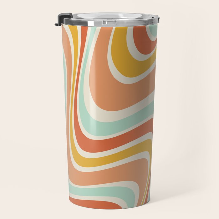 Groovy Wavy 1970s Pattern Travel Mug Gallery Image 3