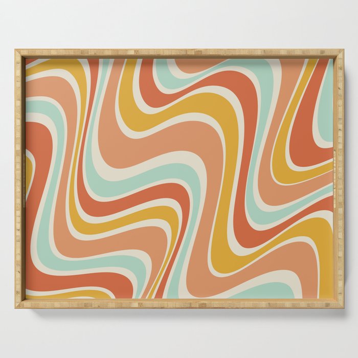 Groovy Wavy 1970s Pattern Serving Tray Gallery Image 1