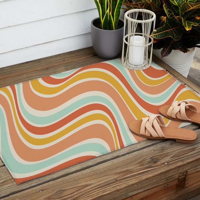 Groovy Wavy 1970s Pattern Outdoor Rug Gallery Image 2