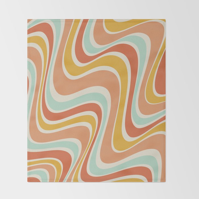 Groovy Wavy 1970s Pattern Throw Blanket Gallery Image 2
