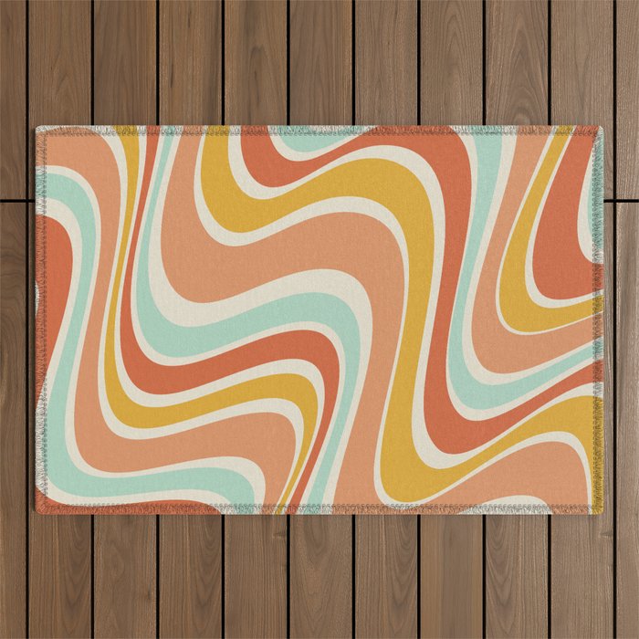 Groovy Wavy 1970s Pattern Outdoor Rug Gallery Image 1