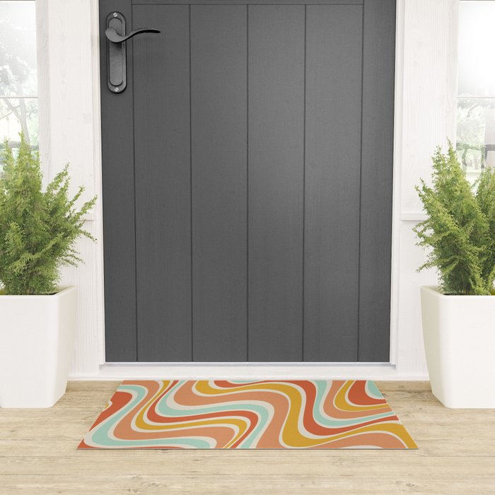 Groovy Wavy 1970s Pattern Welcome Mat Gallery Image 3