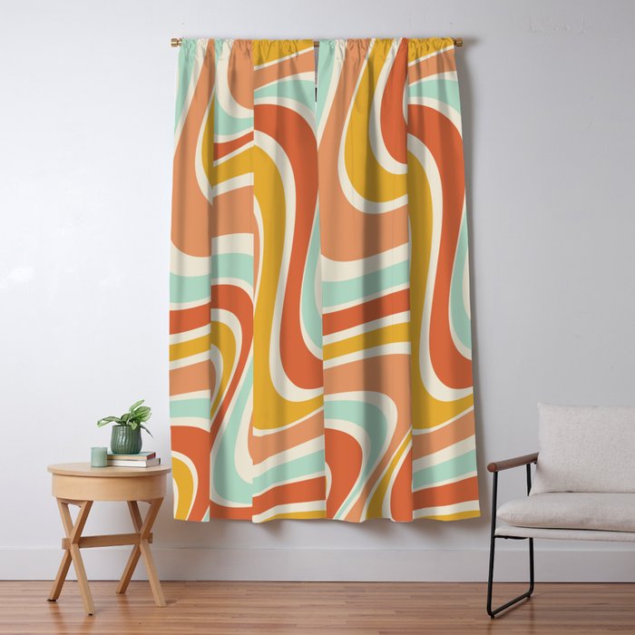 Groovy Wavy 1970s Pattern Window Curtain Gallery Image 1