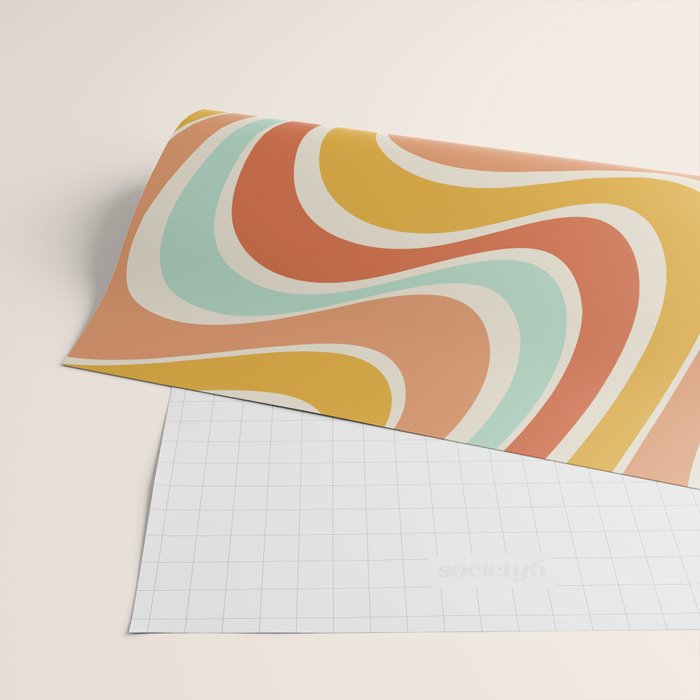 Groovy Wavy 1970s Pattern Wrapping Paper Gallery Image 2