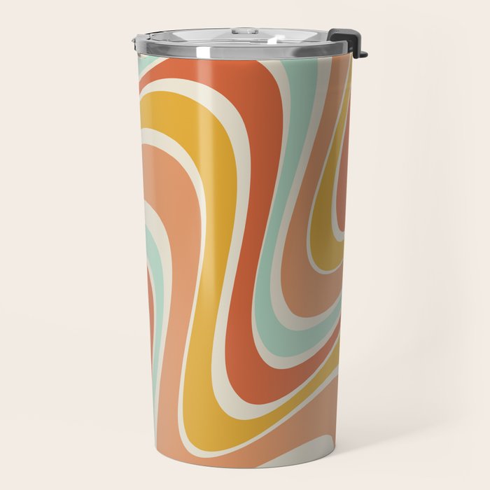 Groovy Wavy 1970s Pattern Travel Mug Gallery Image 2