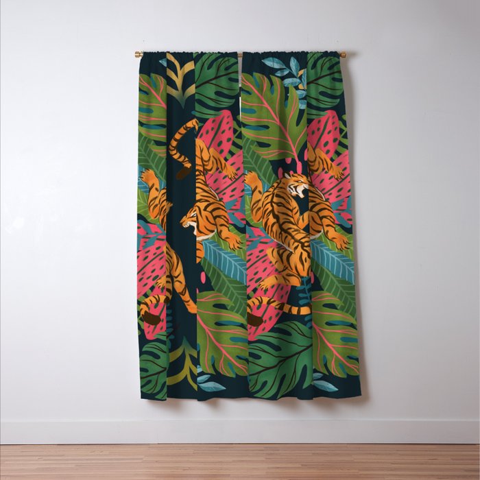Jungle Cats - Roaring Tigers Window Curtain Gallery Image 3