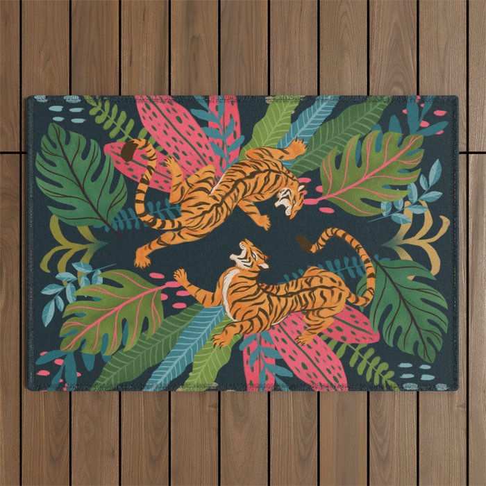 Jungle Cats - Roaring Tigers Outdoor Rug Gallery Image 1