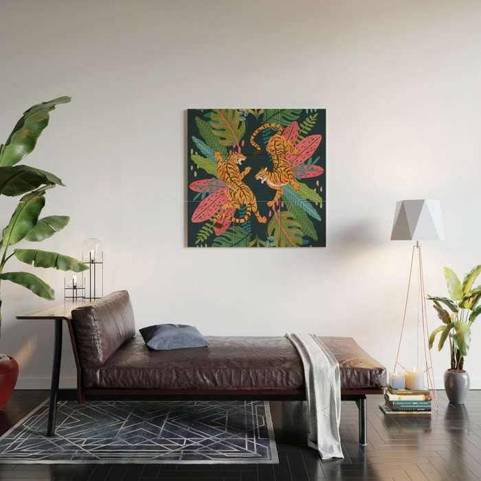 Jungle Cats - Roaring Tigers Wood Wall Art Gallery Image 2