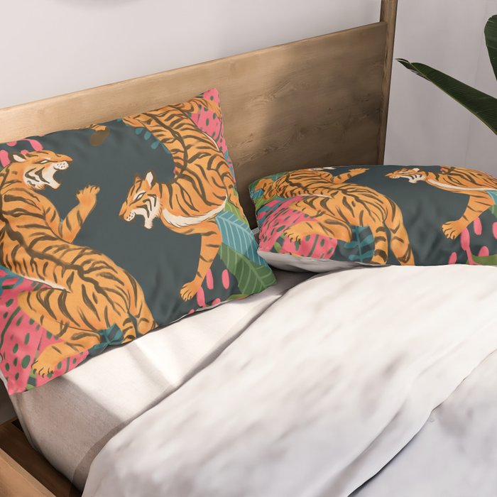 Jungle Cats - Roaring Tigers Pillow Sham Gallery Image 2