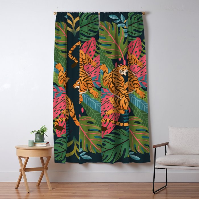 Jungle Cats - Roaring Tigers Window Curtain Gallery Image 1
