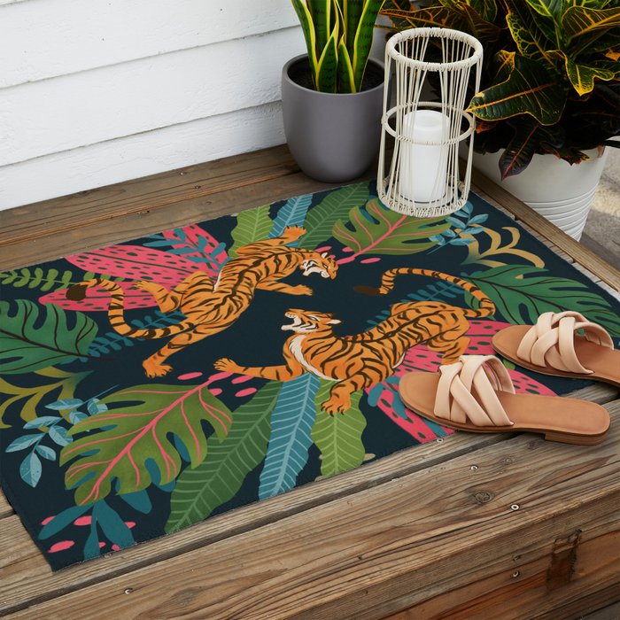 Jungle Cats - Roaring Tigers Outdoor Rug Gallery Image 2