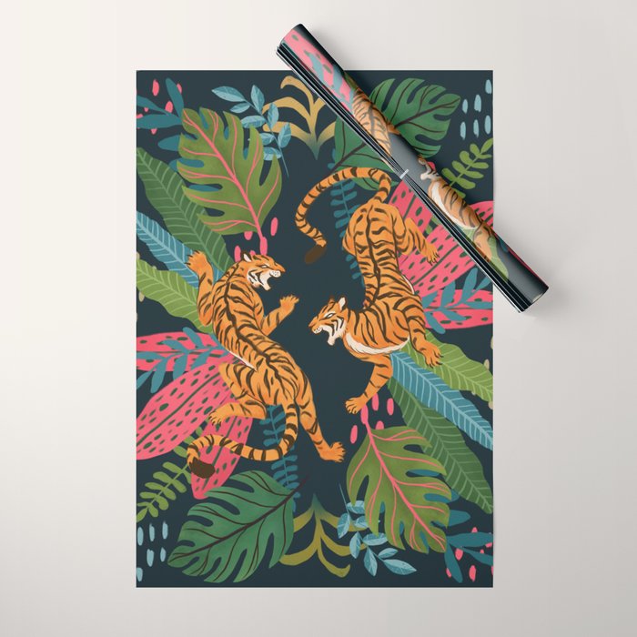 Jungle Cats - Roaring Tigers Wrapping Paper Gallery Image 1