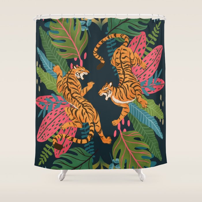 Jungle Cats - Roaring Tigers Shower Curtain Gallery Image 1