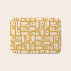 Mid Century Modern Piquet Abstract Multi Pattern in Golden Ochre Mustard and Beige Bath Mat Gallery Image 1