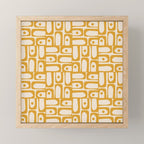 Mid Century Modern Piquet Abstract Multi Pattern in Golden Ochre Mustard and Beige Mini Art Print Gallery Image 1