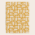 Mid Century Modern Piquet Abstract Multi Pattern in Golden Ochre Mustard and Beige Poster Gallery Image 4