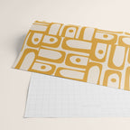 Mid Century Modern Piquet Abstract Multi Pattern in Golden Ochre Mustard and Beige Wrapping Paper Gallery Image 2