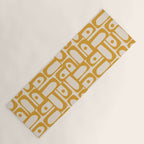 Mid Century Modern Piquet Abstract Multi Pattern in Golden Ochre Mustard and Beige Yoga Mat Gallery Image 1