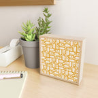 Mid Century Modern Piquet Abstract Multi Pattern in Golden Ochre Mustard and Beige Mini Art Print Gallery Image 2