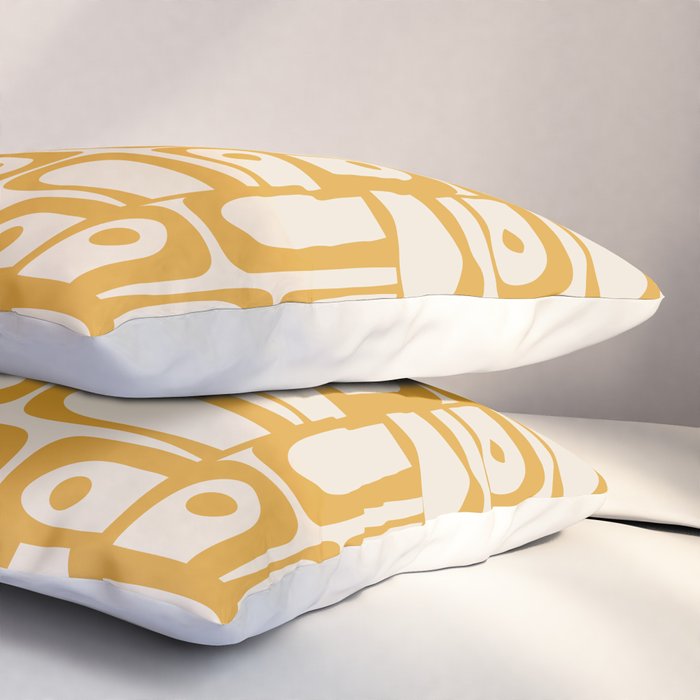 Mid Century Modern Piquet Abstract Multi Pattern in Golden Ochre Mustard and Beige Pillow Sham Gallery Image 3