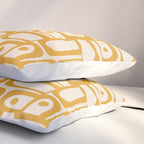 Mid Century Modern Piquet Abstract Multi Pattern in Golden Ochre Mustard and Beige Pillow Sham Gallery Image 3