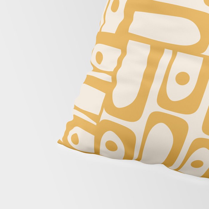Mid Century Modern Piquet Abstract Multi Pattern in Golden Ochre Mustard and Beige Pillow Sham Gallery Image 4