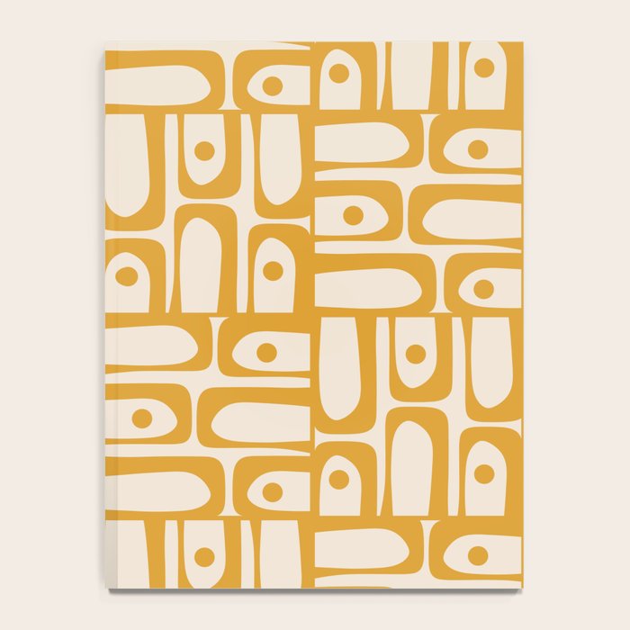 Mid Century Modern Piquet Abstract Multi Pattern in Golden Ochre Mustard and Beige Notebook Gallery Image 4