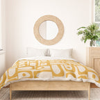 Mid Century Modern Piquet Abstract Multi Pattern in Golden Ochre Mustard and Beige Duvet Cover Gallery Image 3