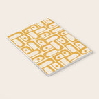 Mid Century Modern Piquet Abstract Multi Pattern in Golden Ochre Mustard and Beige Notebook Gallery Image 3