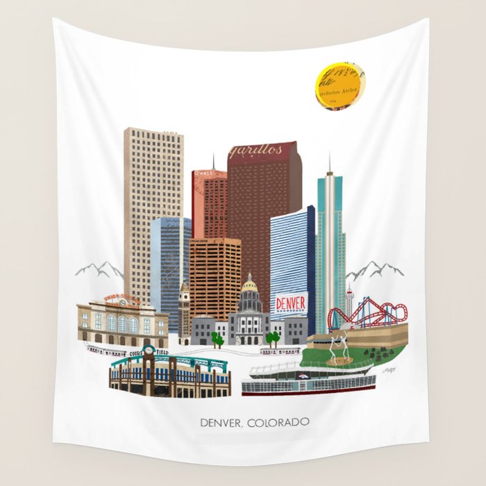 Denver Skyline Wall Tapestry Gallery Image 4