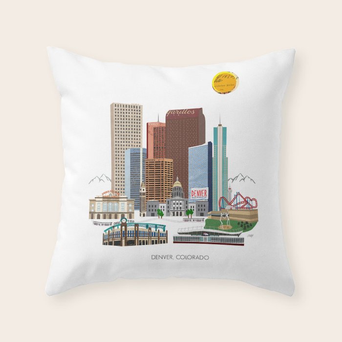 Denver Skyline Throw Pillow Gallery Image 6