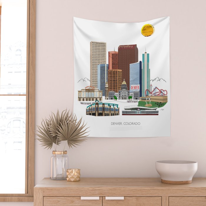 Denver Skyline Wall Tapestry Gallery Image 2