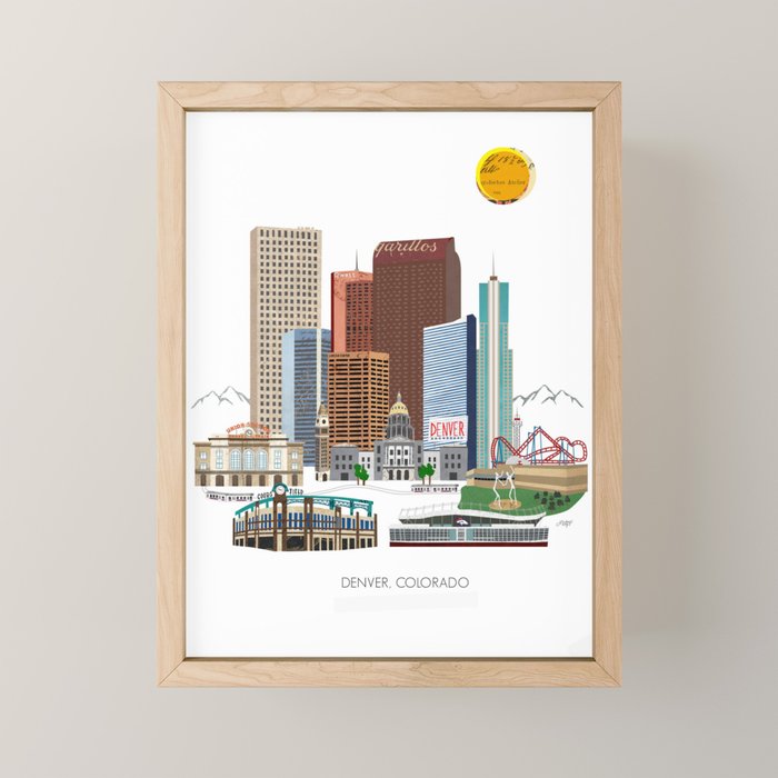 Denver Skyline Mini Art Print Gallery Image 1