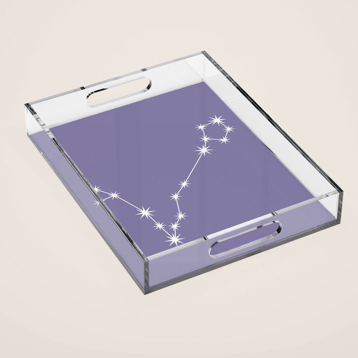 Pisces Zodiac Star Constellation Line Art Lavender Purple Acrylic Tray Gallery Image 1