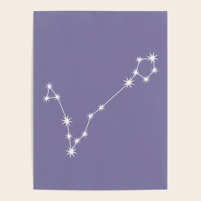 Pisces Zodiac Star Constellation Line Art Lavender Purple Poster Gallery Image 4