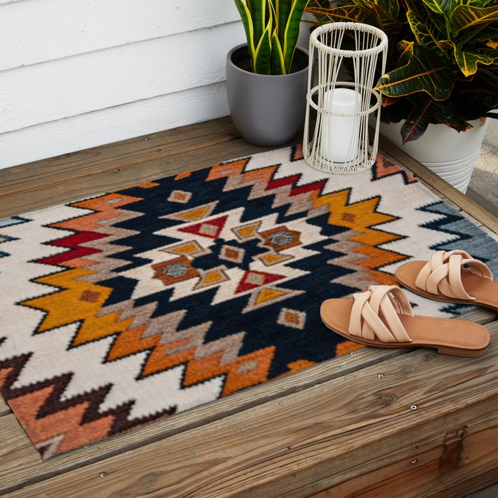 Southwestern Colorful Bohemian Outdoor Rug Gallery Image 2