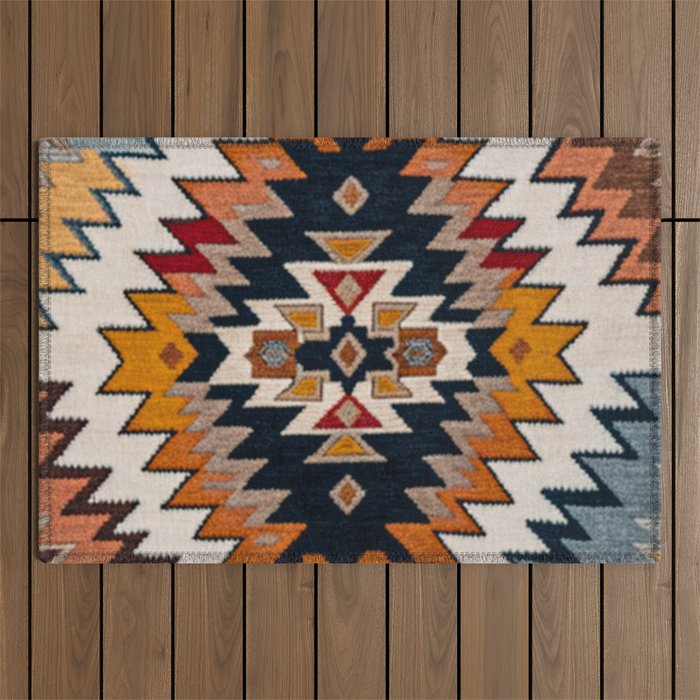 Southwestern Colorful Bohemian Outdoor Rug Gallery Image 1