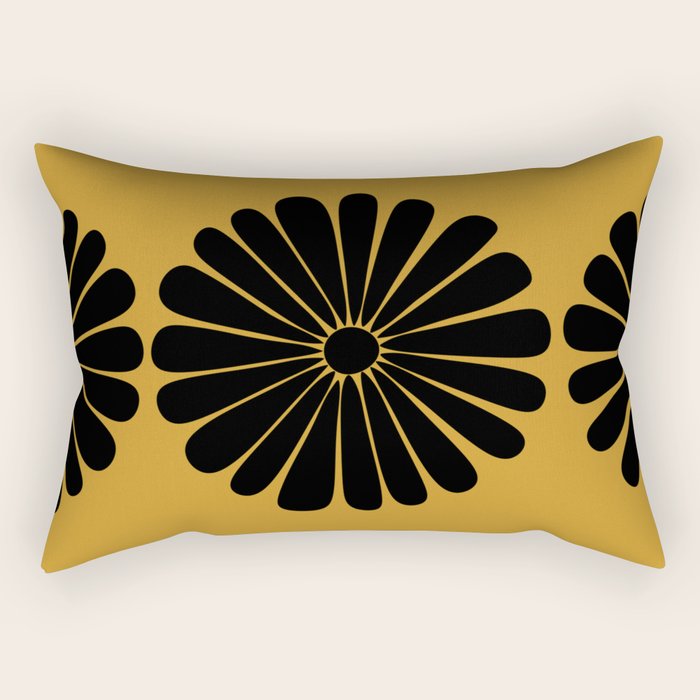 Retro Daisy Abstract VIII Golden Yellow Bold Floral Rectangular Pillow Gallery Image 2