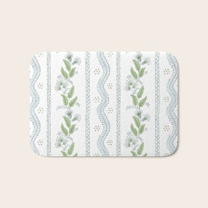 Soft Blue Green Emma Stripe Bath Mat Gallery Image 1