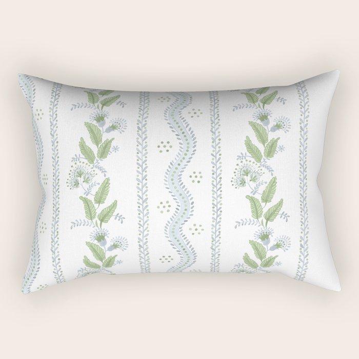 Soft Blue Green Emma Stripe Rectangular Pillow Gallery Image 1