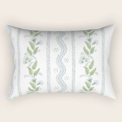 Soft Blue Green Emma Stripe Rectangular Pillow