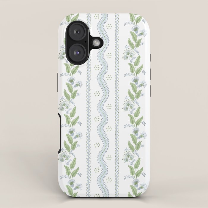Soft Blue Green Emma Stripe iPhone Case Gallery Image 1