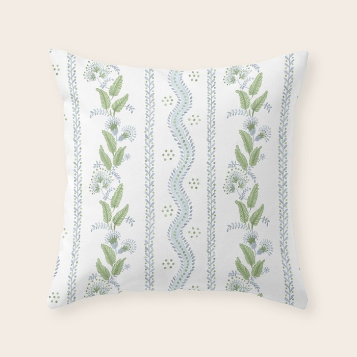 Soft Blue Green Emma Stripe Throw Pillow Gallery Image 1